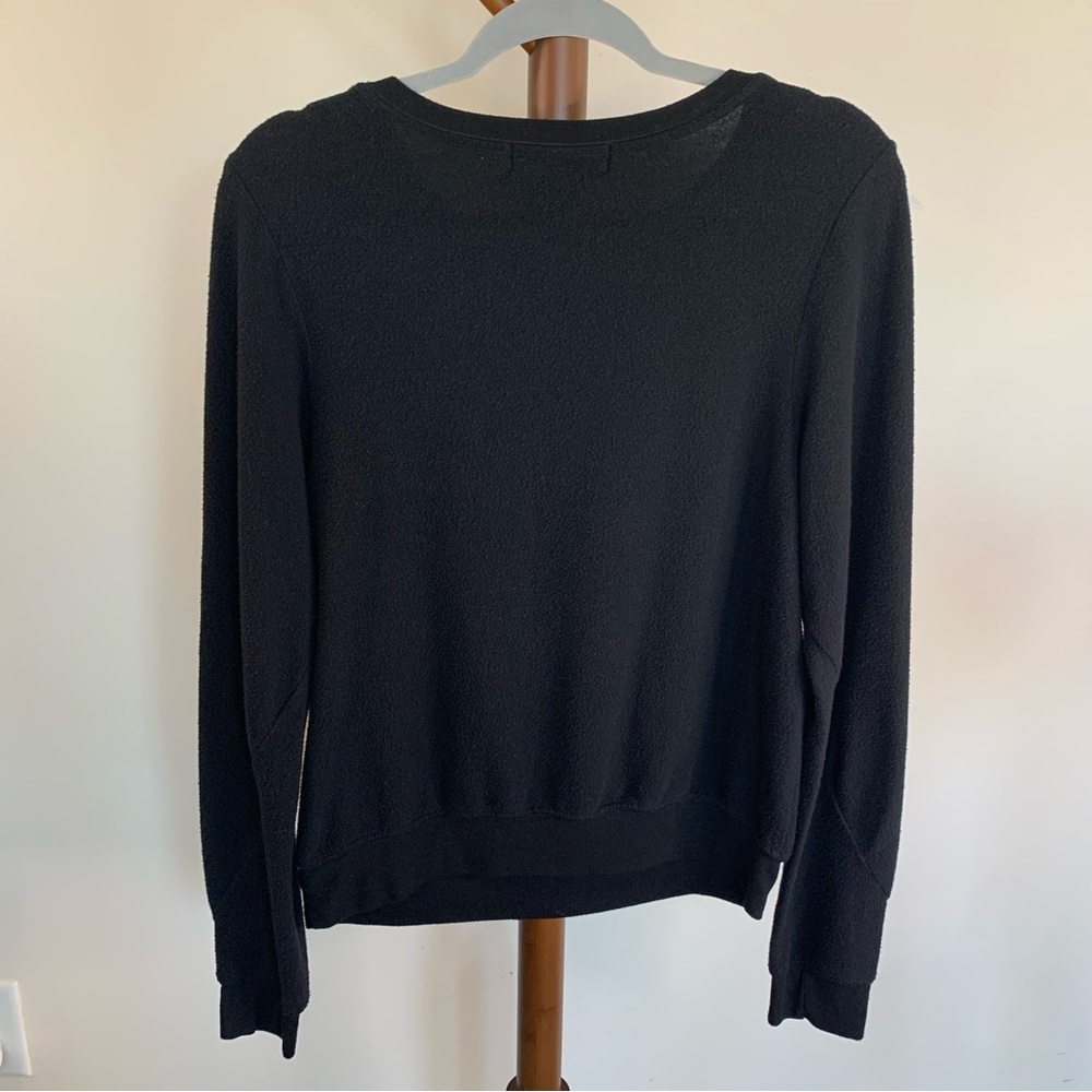 WILDFOX "Mile High" Pullover Crewneck Lightweight Fleece Sweatshirt Black Small - Picture 5 of 6